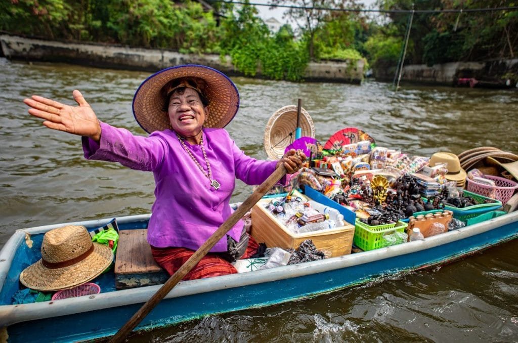 Floating market local with big smile