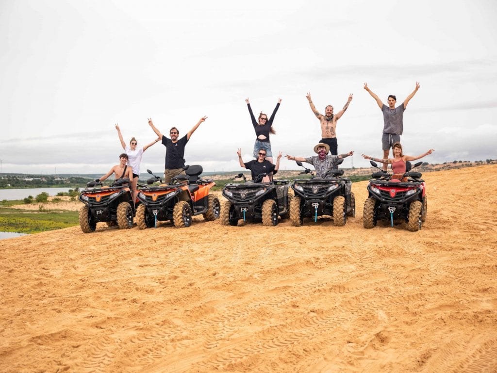 group on Quad bikes in Sand Dunes Vietnam