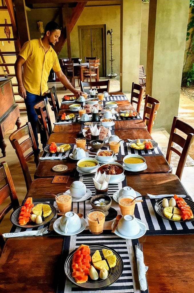 Table being set at Dunes Unawatuna, Sri Lanka