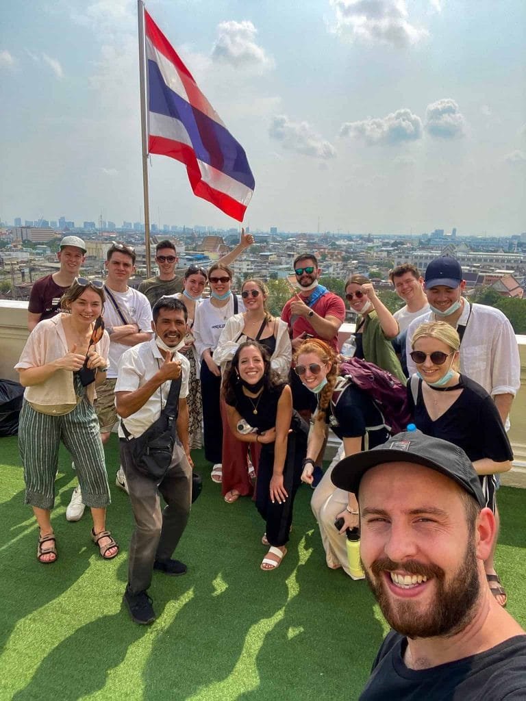 Group picture overlooking Bangkok