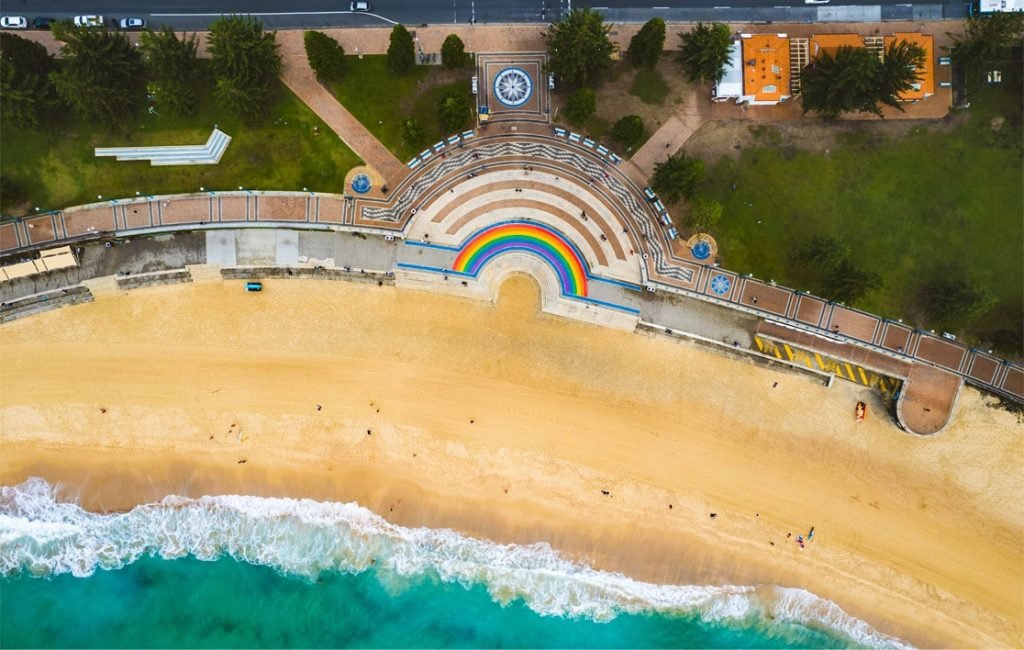 An aerial view of Coogee Beach. 