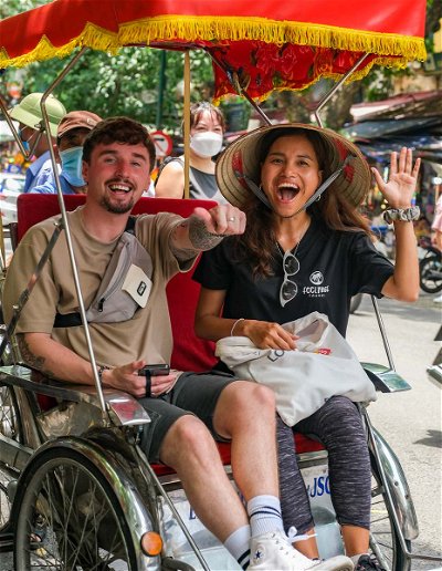 Ride a 3-wheeled rickshaw in the Old Quarter of Hanoi