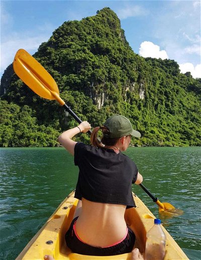 Kayak amongst the limestone islands of Halong Bay